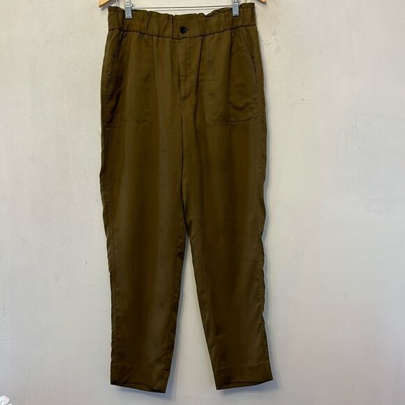 Banana Republic olive green elastic waistband pull on pants Size M EUC - Picture 1 of 8